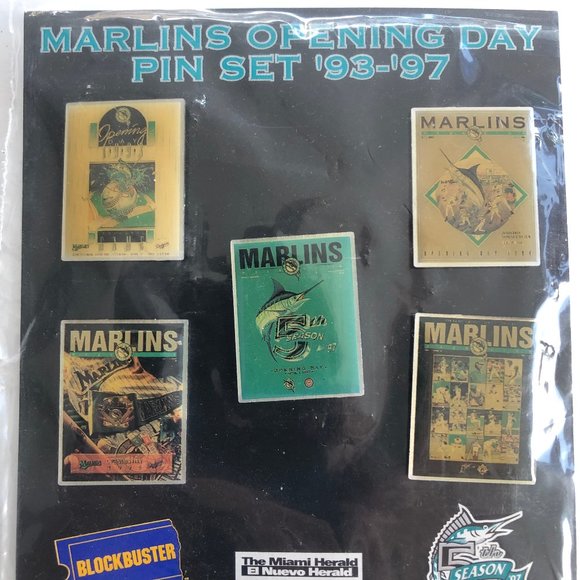 Marlins Opening Day Pin Set '93-'97. 5 Pins and Logos. Loimited Edition Set - Picture 1 of 9